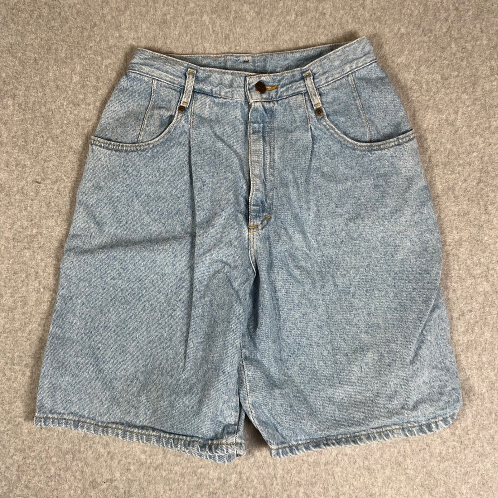 Vintage LL Bean Womens 12 Shorts Pleated Denim High Waist USA Grannycore Mom